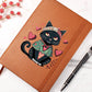 Valentine's Day Black Cat 042 - Vegan Leather Journal