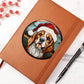 Dog Stained Glass Christmas Design 035 - Vegan Leather Journal