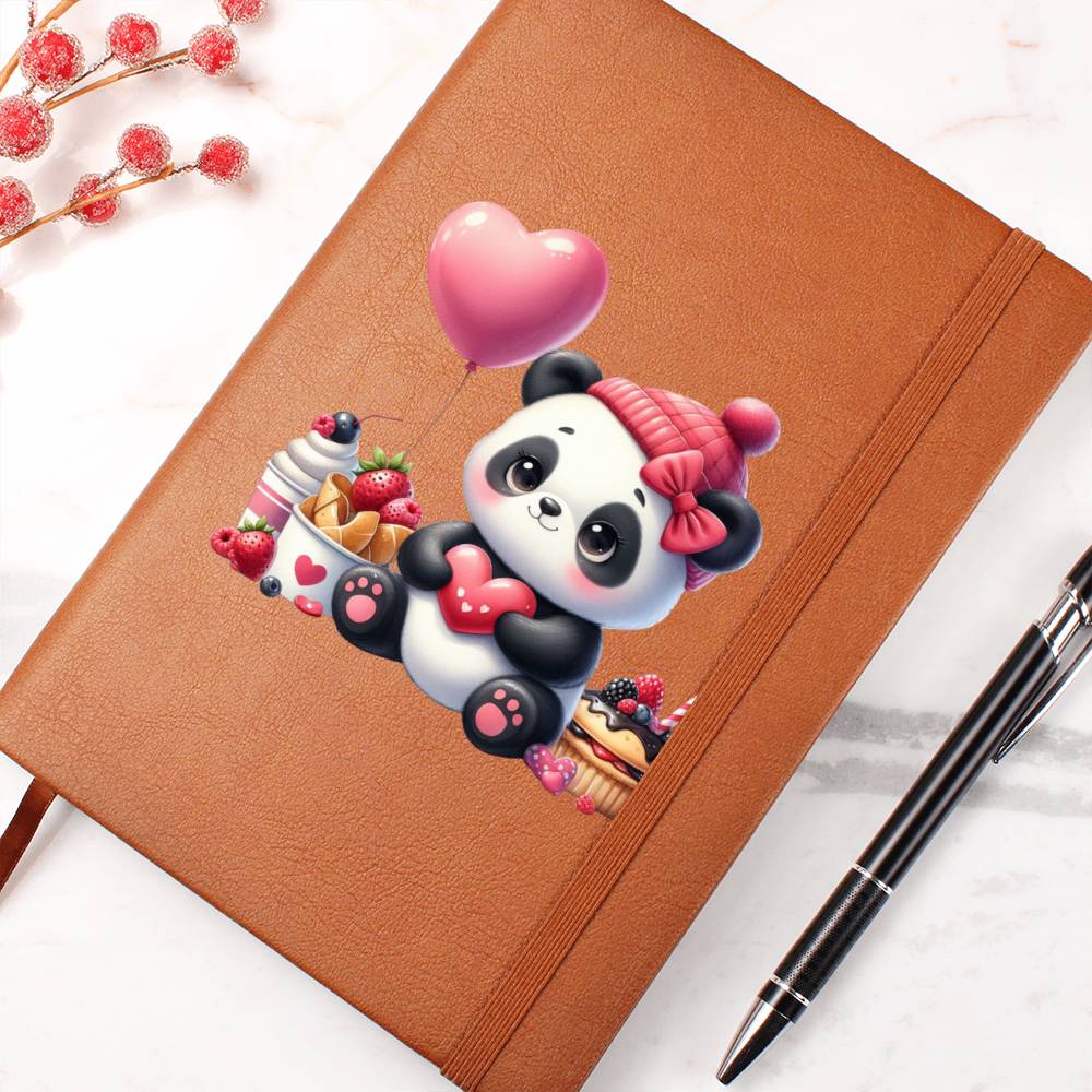 Valentine's Day Panda 005 - Vegan Leather Journal