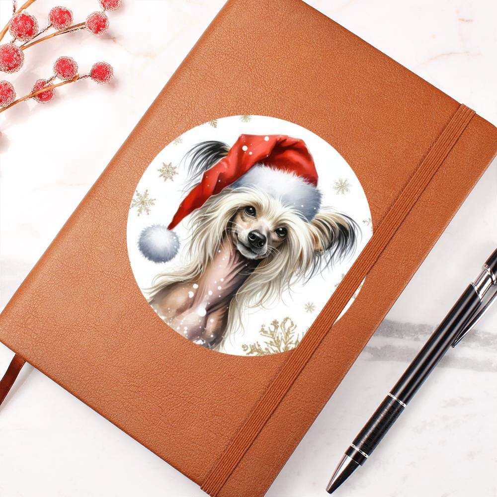 Christmas Dog - Chinese Crested - Vegan Leather Journal