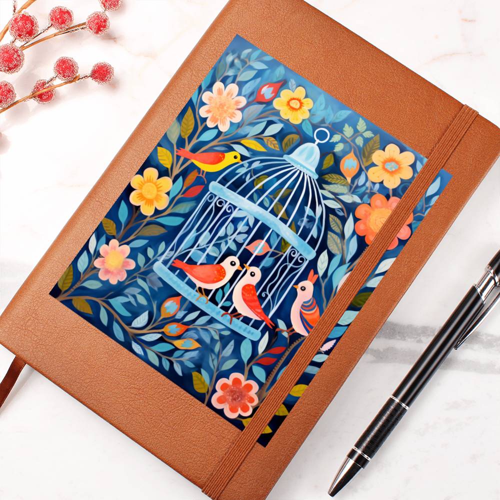 Birds And Floral Design 175 - Vegan Leather Journal