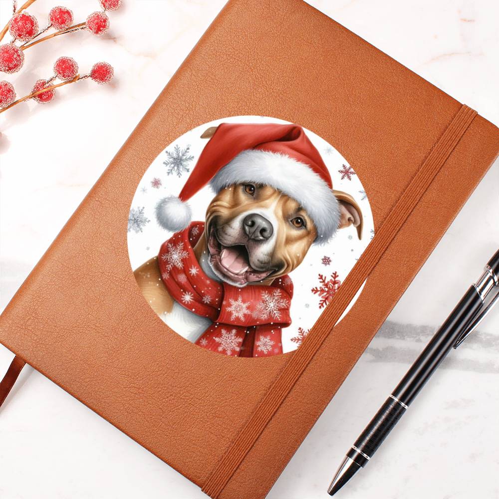 Christmas Dog - American Pit Bull Terrier - Vegan Leather Journal