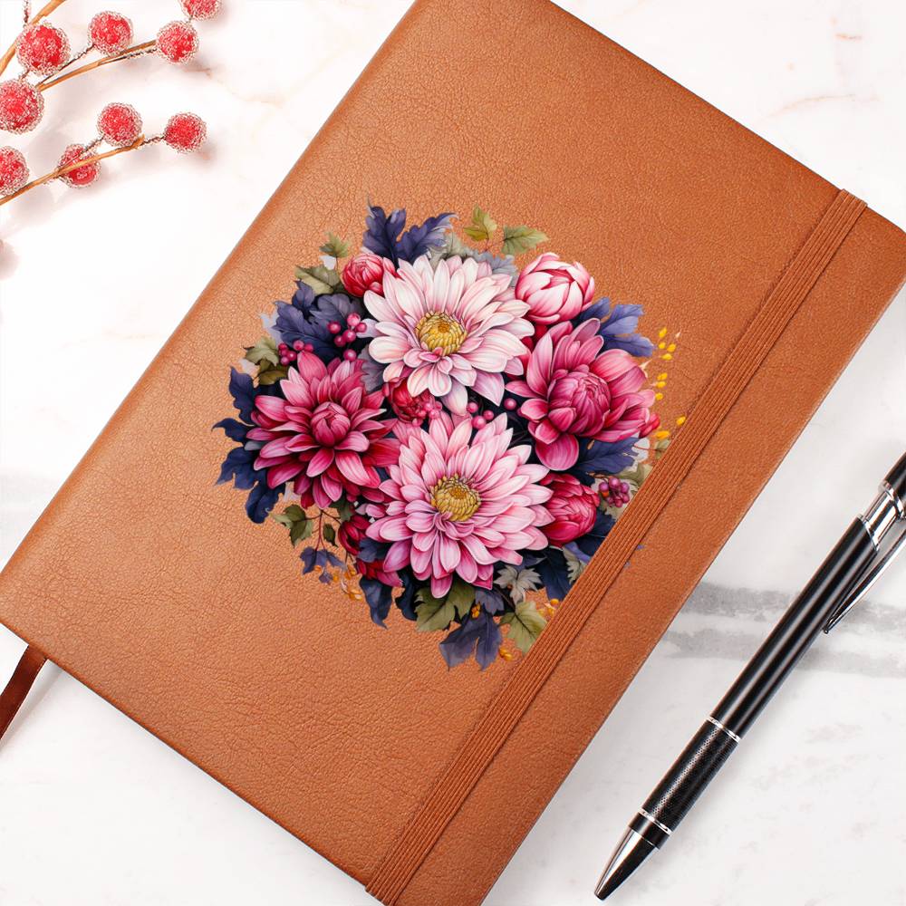 Floral Flower Wreath 095 - Vegan Leather Journal