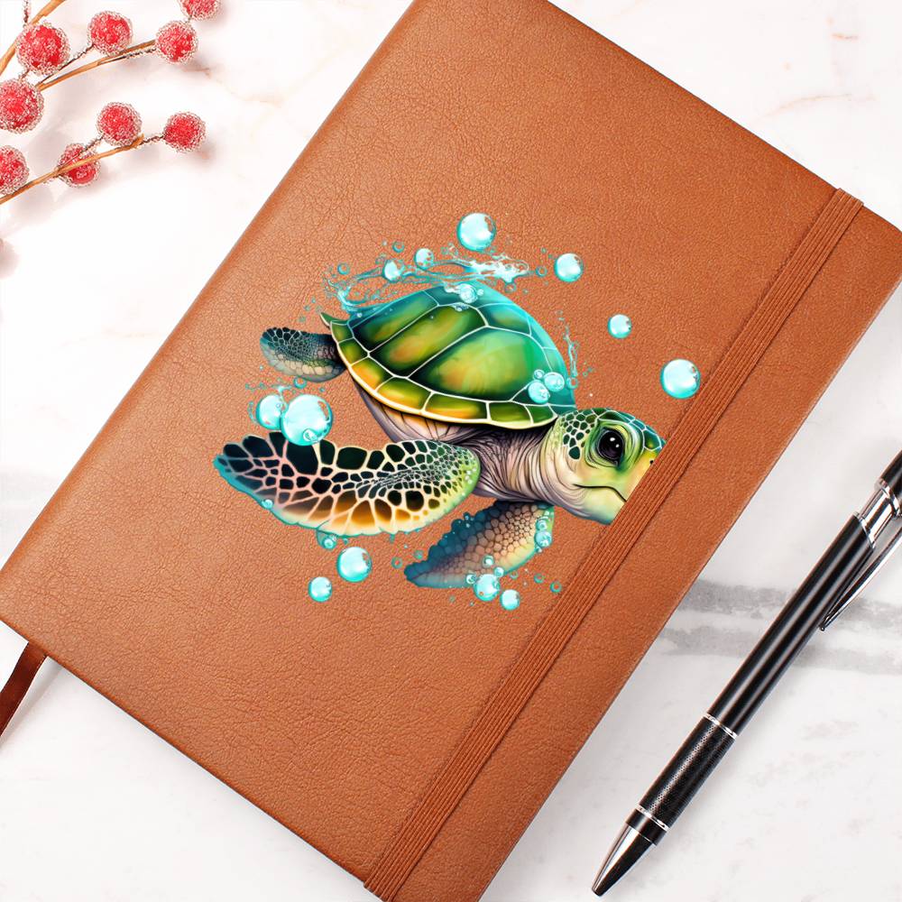 Cute Sea Turtle 005 - Vegan Leather Journal