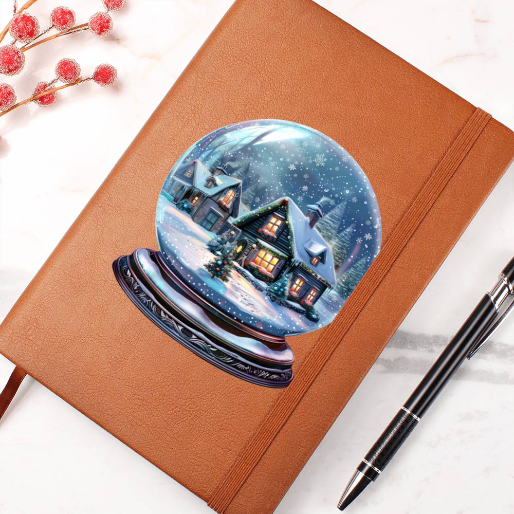 Watercolor Christmas Snow Globe 011 - Vegan Leather Journal