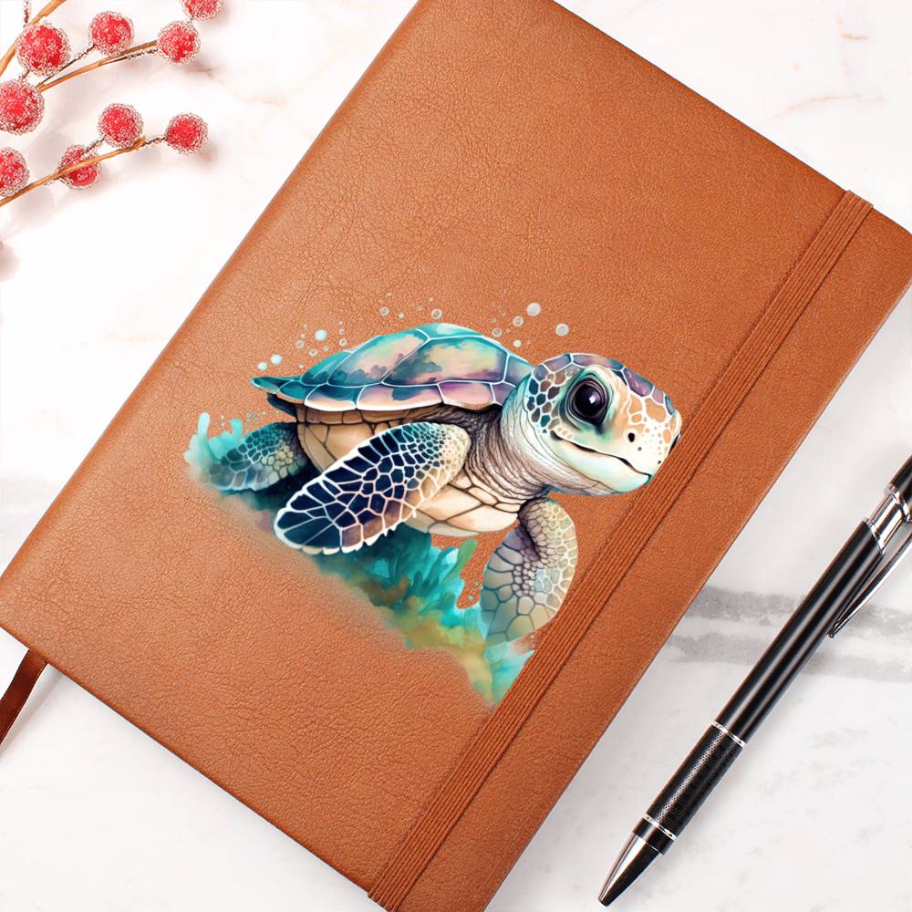 Cute Sea Turtle 014 - Vegan Leather Journal