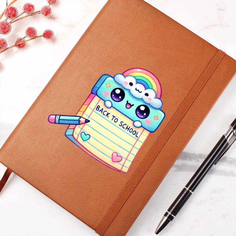 Cute Back to School Sticker 094 - Vegan Leather Journal