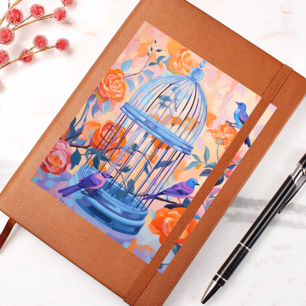 Birds And Floral Design 136 - Vegan Leather Journal