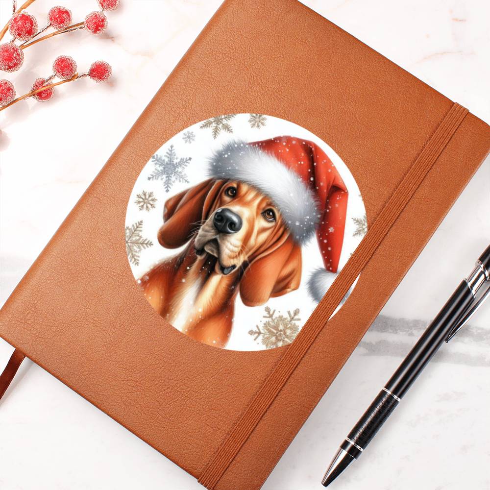 Christmas Dog - Redbone Coonhound - Vegan Leather Journal