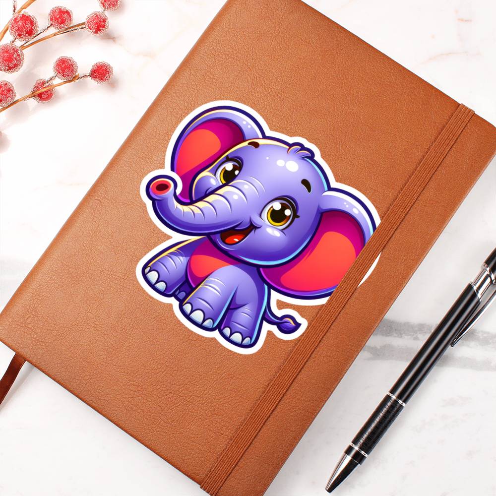 Cute Elephant sticker 46 - Vegan Leather Journal
