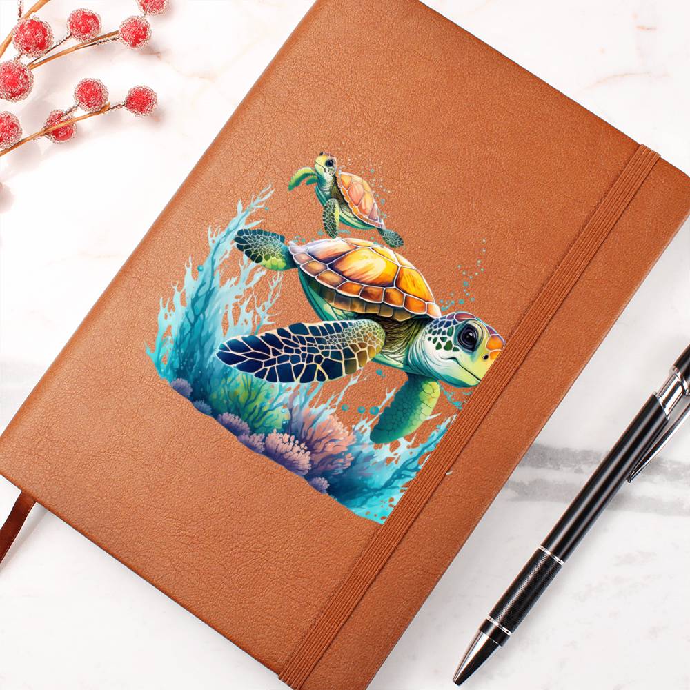 Cute Sea Turtle 009 - Vegan Leather Journal