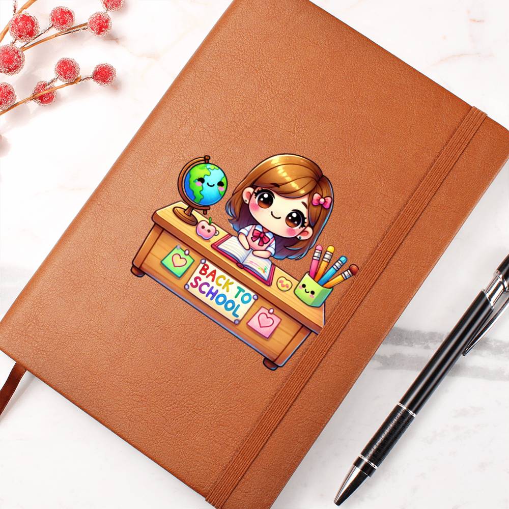 Cute Back to School Sticker 086 - Vegan Leather Journal