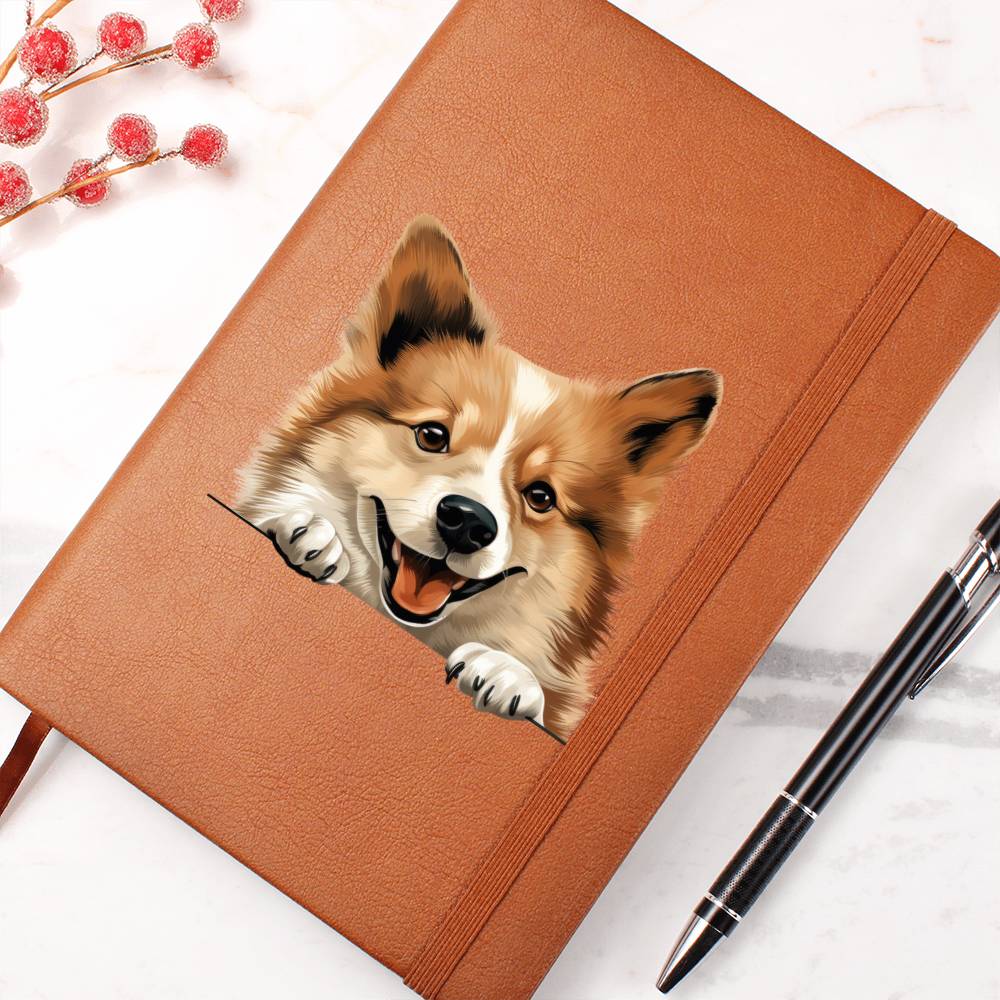 Icelandic Sheepdog Peeking - Vegan Leather Journal
