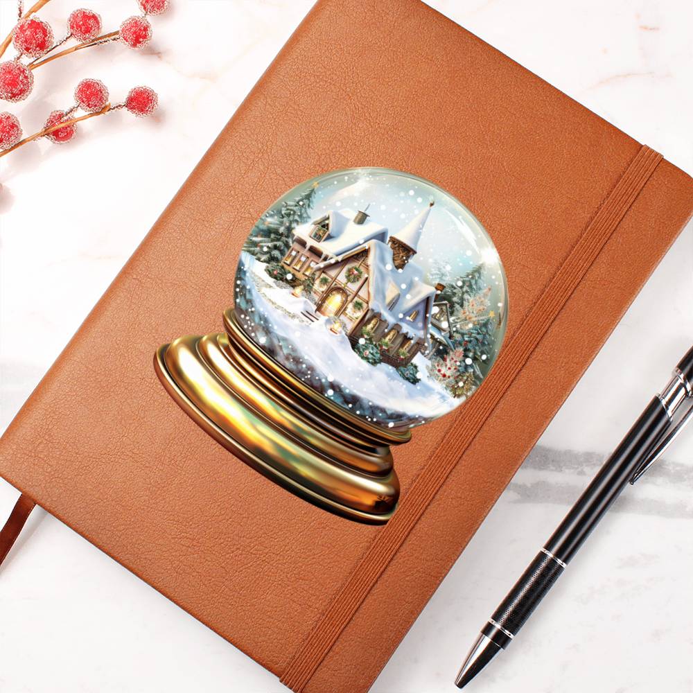 Watercolor Christmas Snow Globe 020 - Vegan Leather Journal