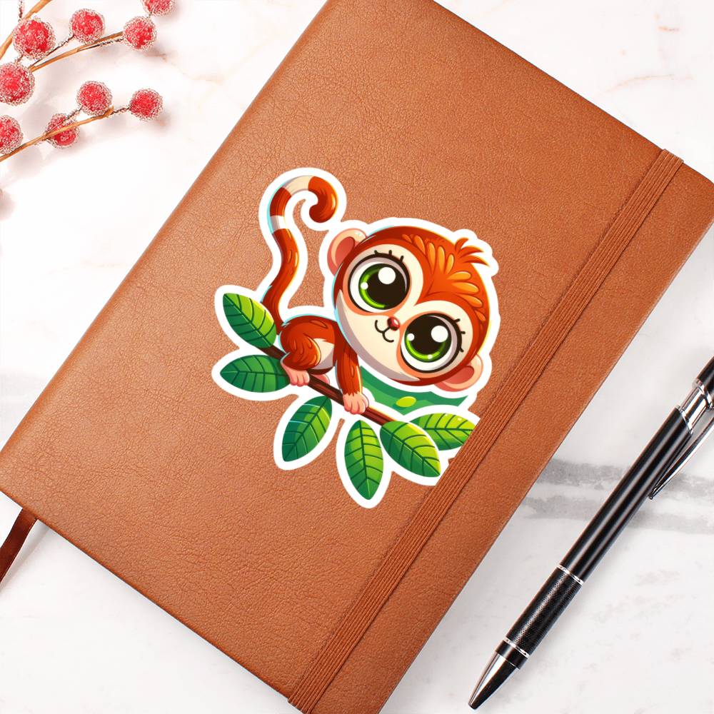 Cute Squirrel monkey sticker 178 - Vegan Leather Journal