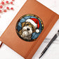 Dog Stained Glass Christmas Design 009 - Vegan Leather Journal