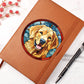 Dog Stained Glass Christmas Design 001 - Vegan Leather Journal