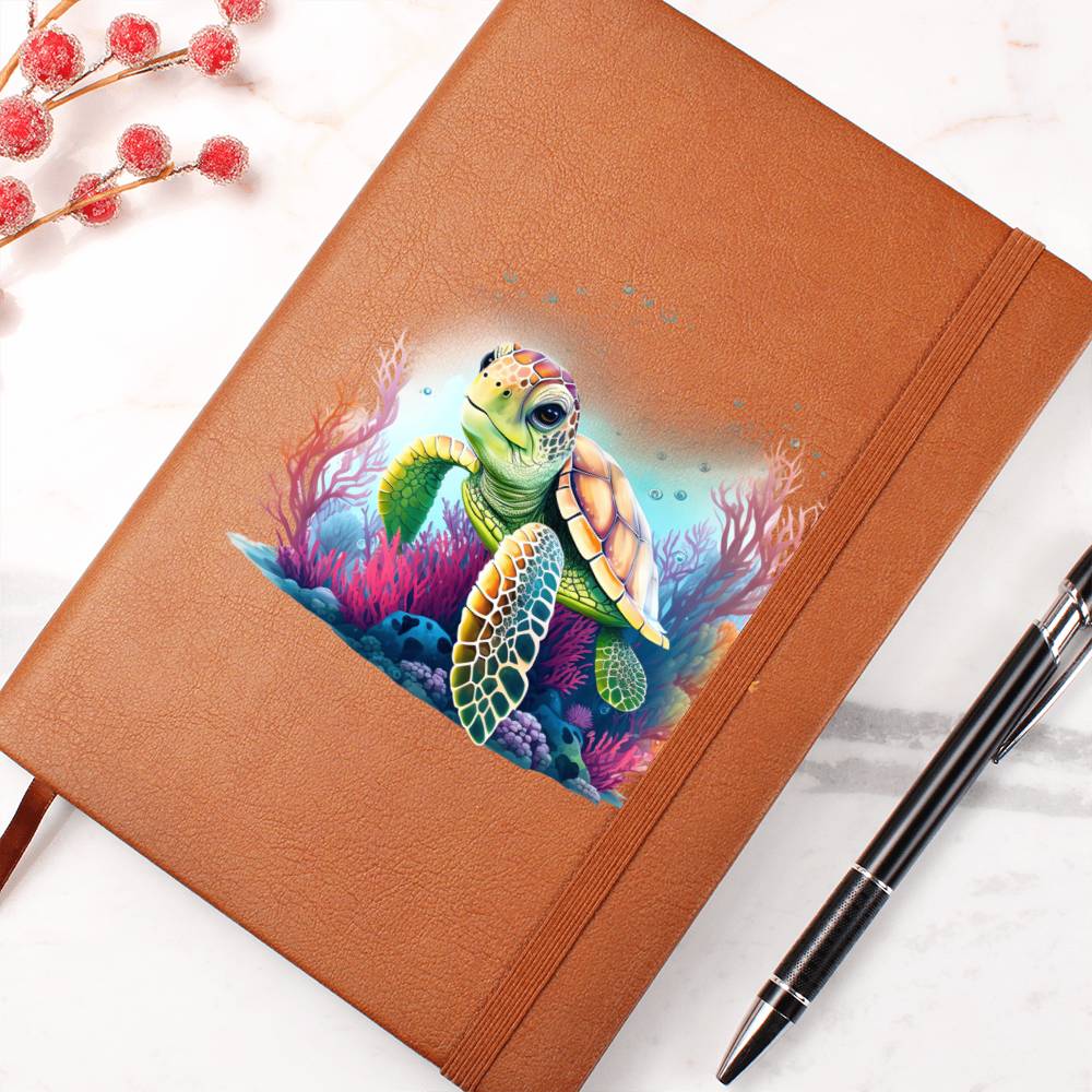 Cute Sea Turtle 006 - Vegan Leather Journal