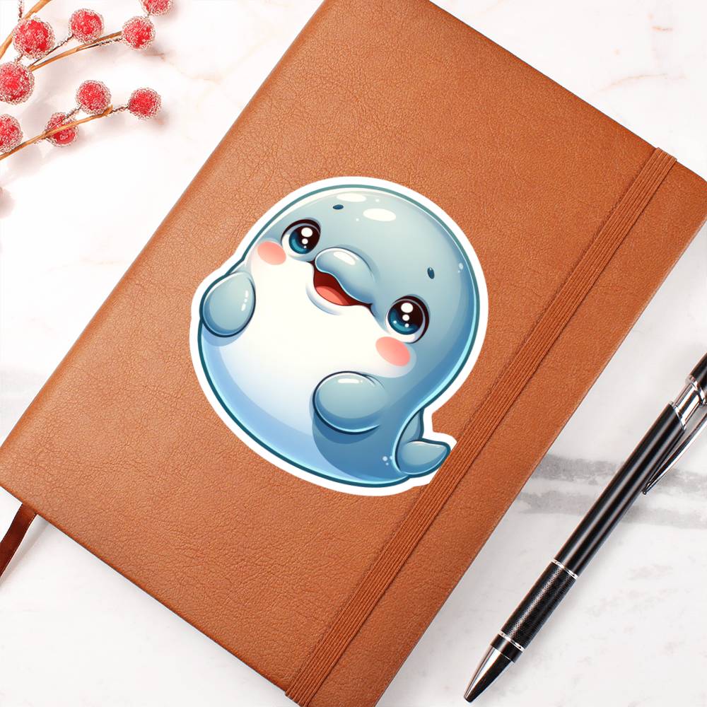 Cute Beluga sticker 12 - Vegan Leather Journal