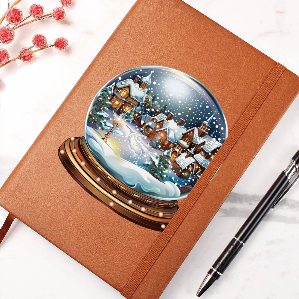 Watercolor Christmas Snow Globe 040 - Vegan Leather Journal