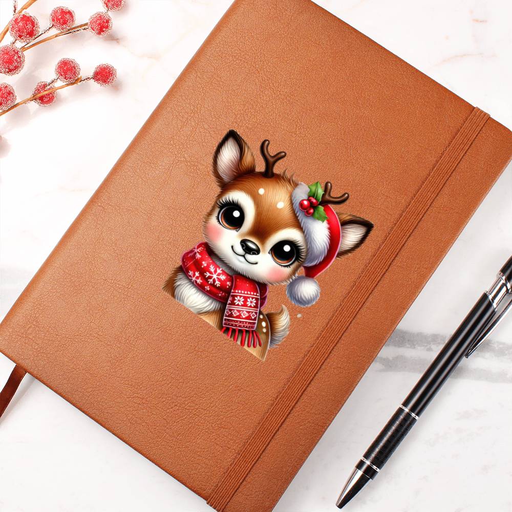 Cute Christmas Reindeer 010 - Vegan Leather Journal