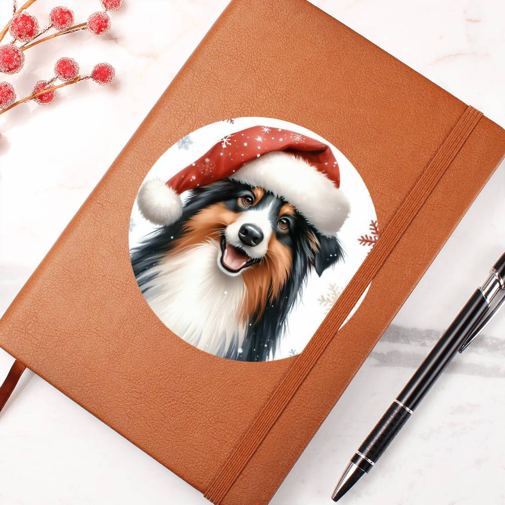 Christmas Dog - Miniature American Shepherd - Vegan Leather Journal