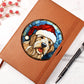 Dog Stained Glass Christmas Design 028 - Vegan Leather Journal