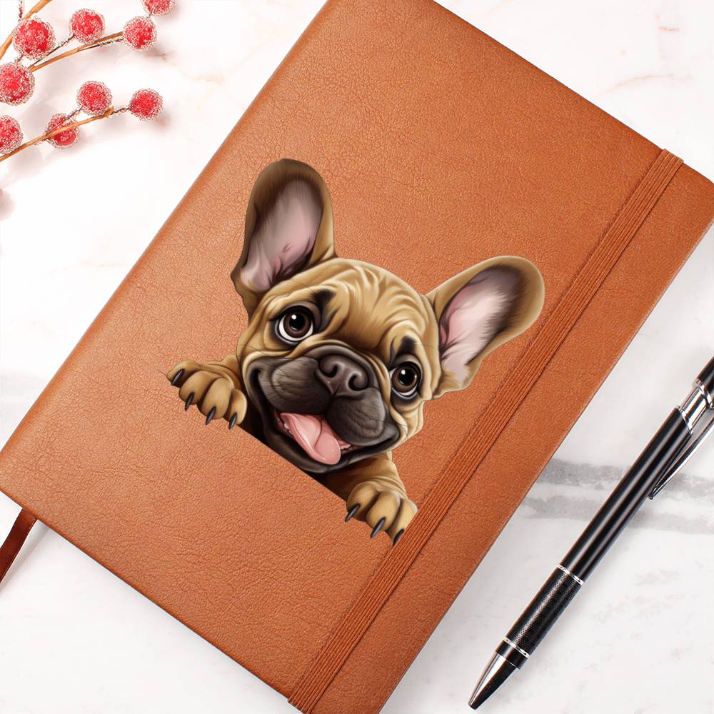 French Bulldog Peeking - Vegan Leather Journal