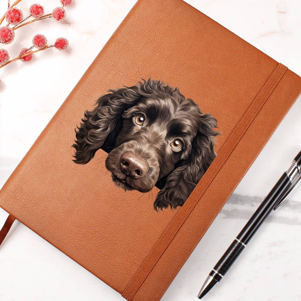 American Water Spaniel Peeking - Vegan Leather Journal
