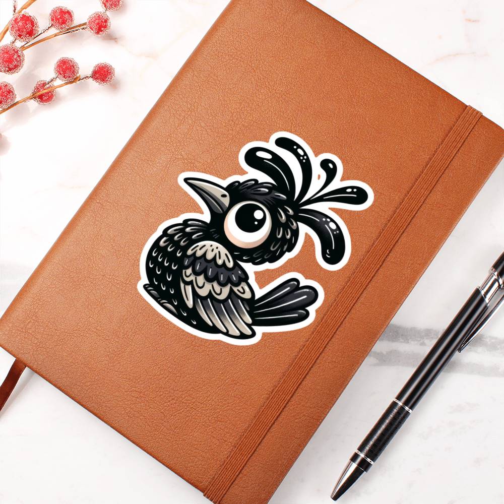 Cute Umbrellabird sticker 205 - Vegan Leather Journal
