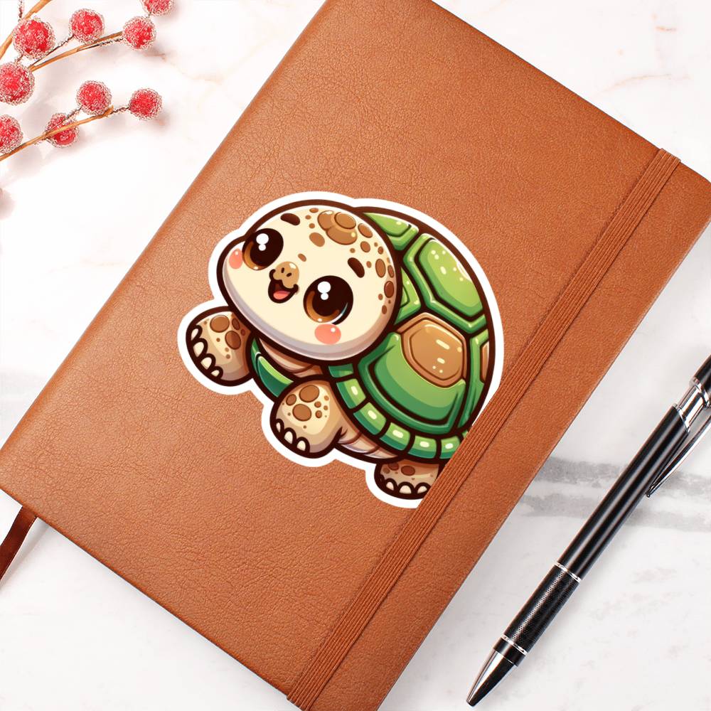 Cute Galápagos Tortoise sticker 56 - Vegan Leather Journal