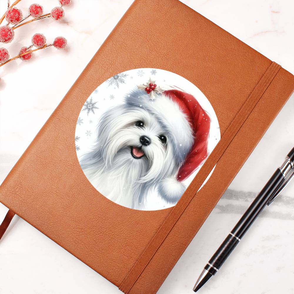 Christmas Dog - Maltese - Vegan Leather Journal