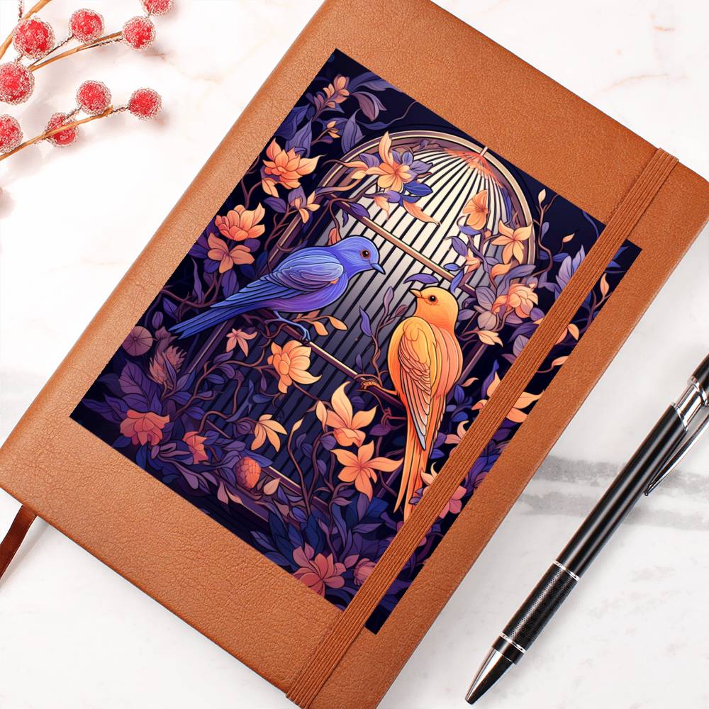 Birds And Floral Design 141 - Vegan Leather Journal