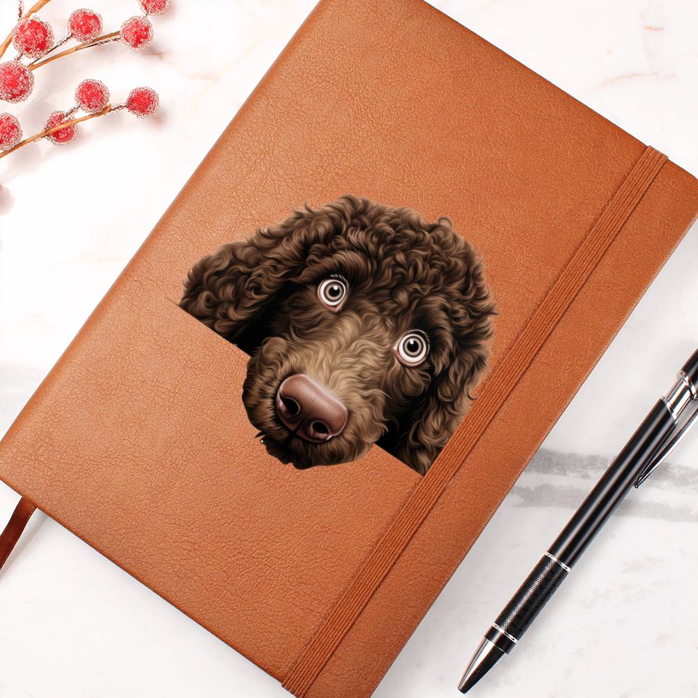 Irish Water Spaniel Peeking - Vegan Leather Journal