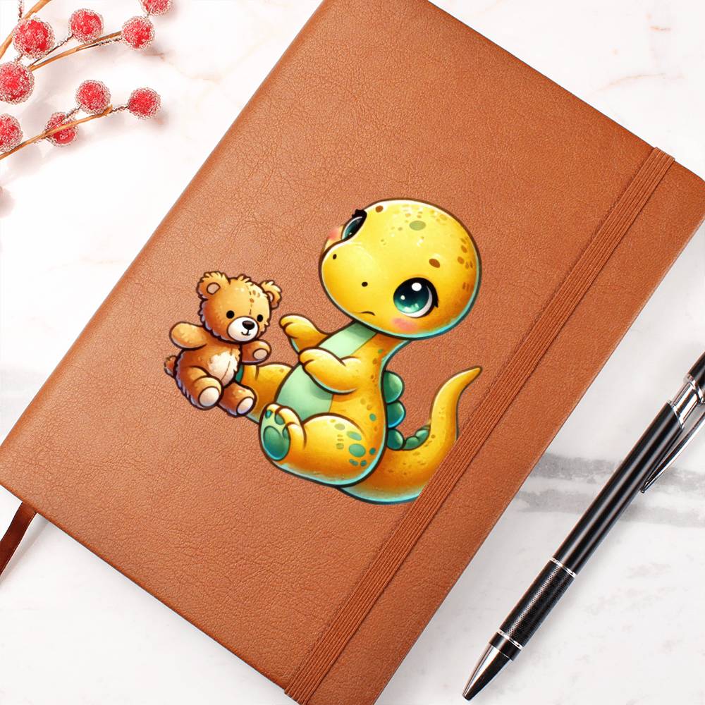 Colorful Baby Dinosaur 018 - Vegan Leather Journal