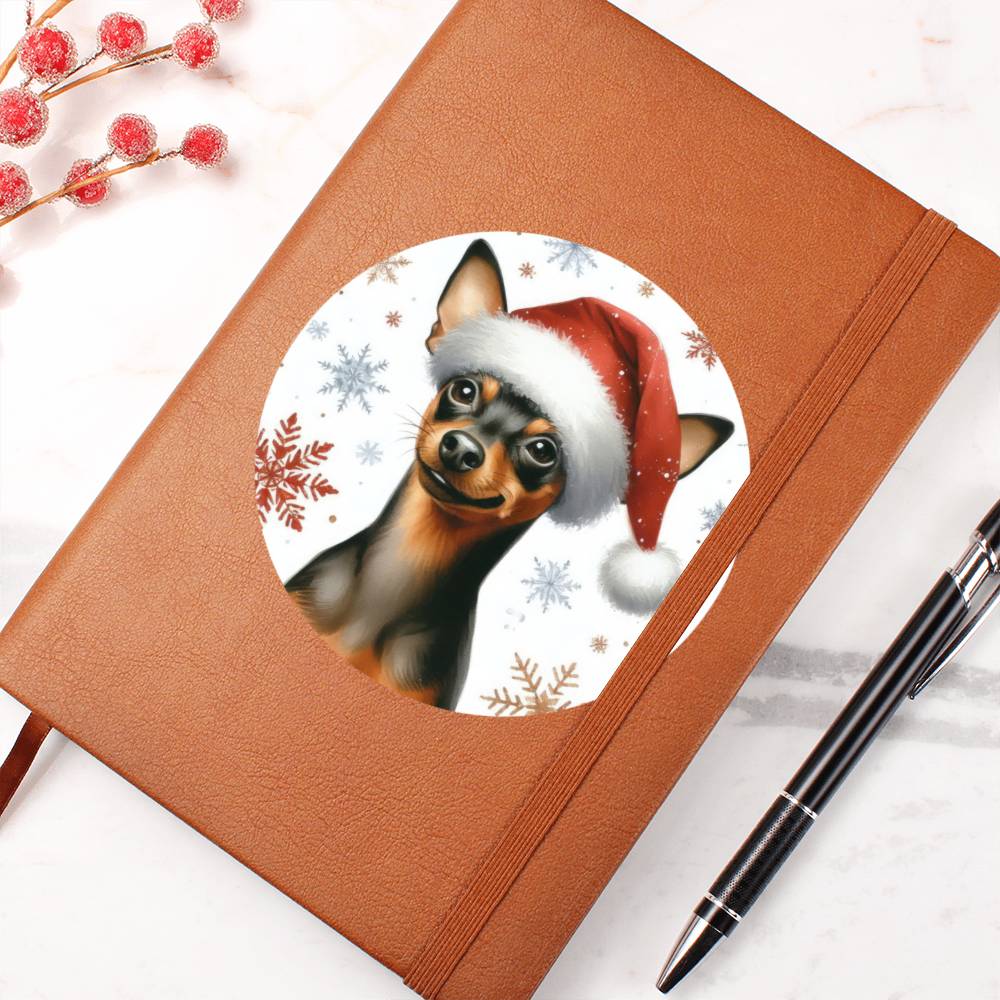 Christmas Dog - Miniature Pinscher - Vegan Leather Journal
