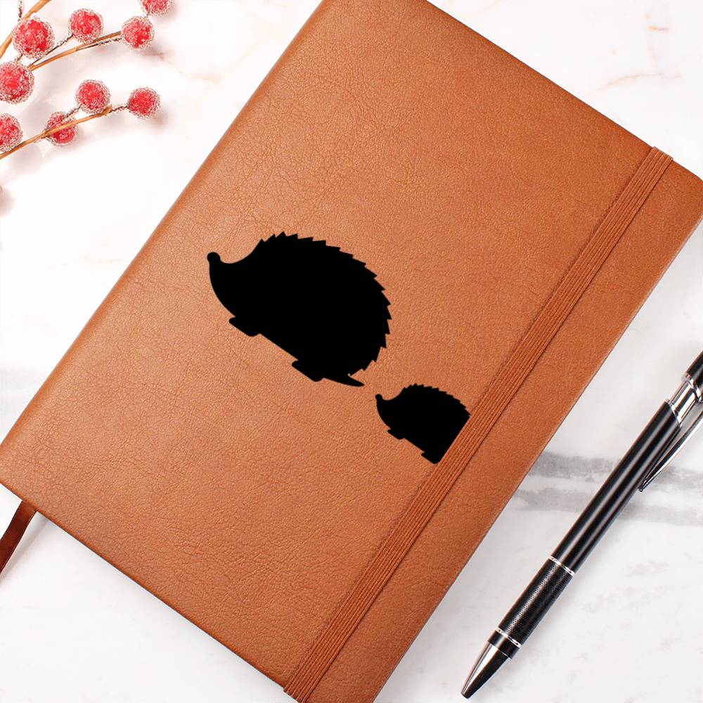 Mama Hedgehog With 1 Hoglet - Vegan Leather Journal