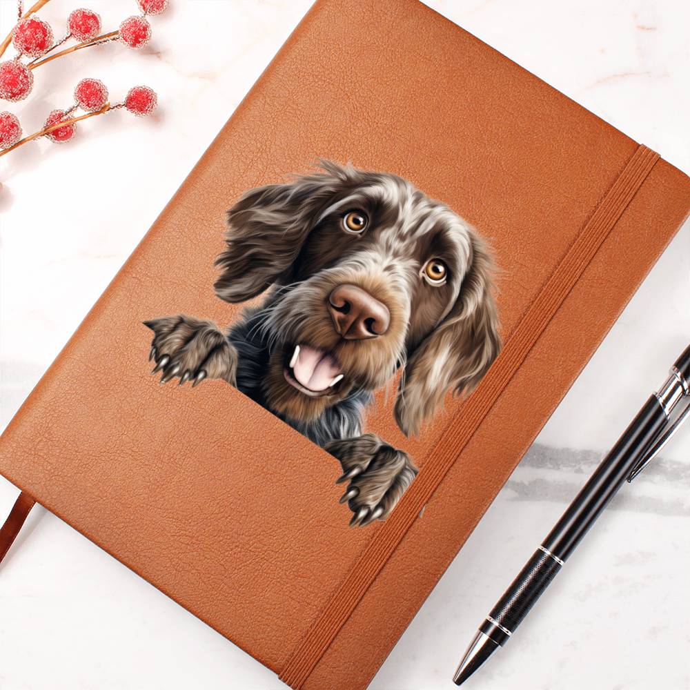 German Wirehaired Pointer Peeking - Vegan Leather Journal
