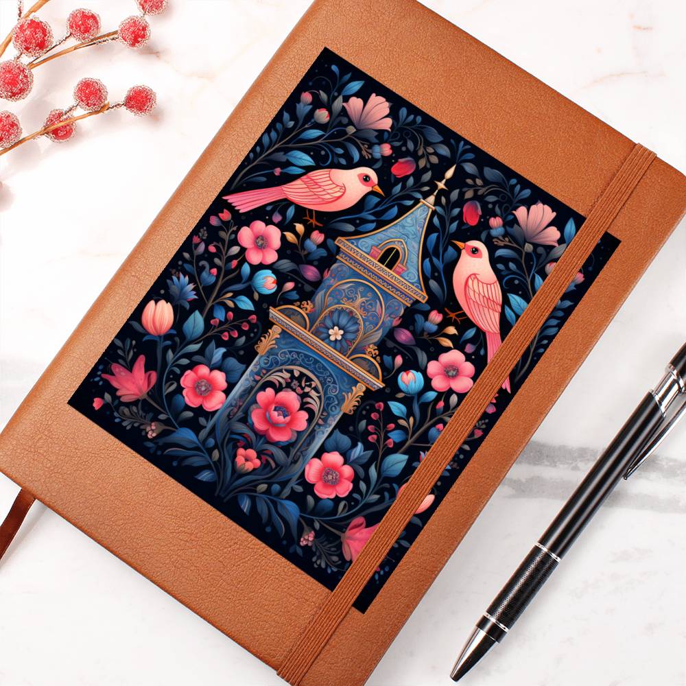 Birds And Floral Design 171 - Vegan Leather Journal