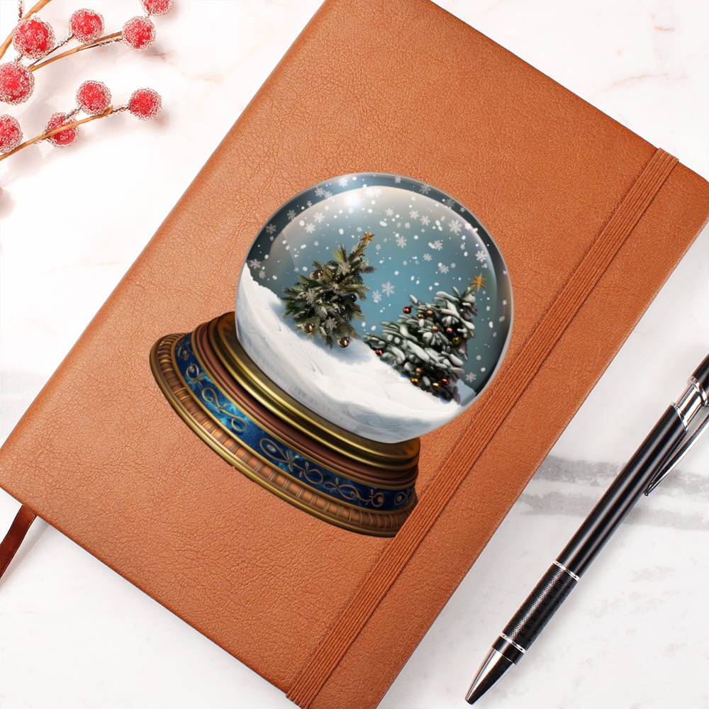 Watercolor Christmas Snow Globe 039 - Vegan Leather Journal