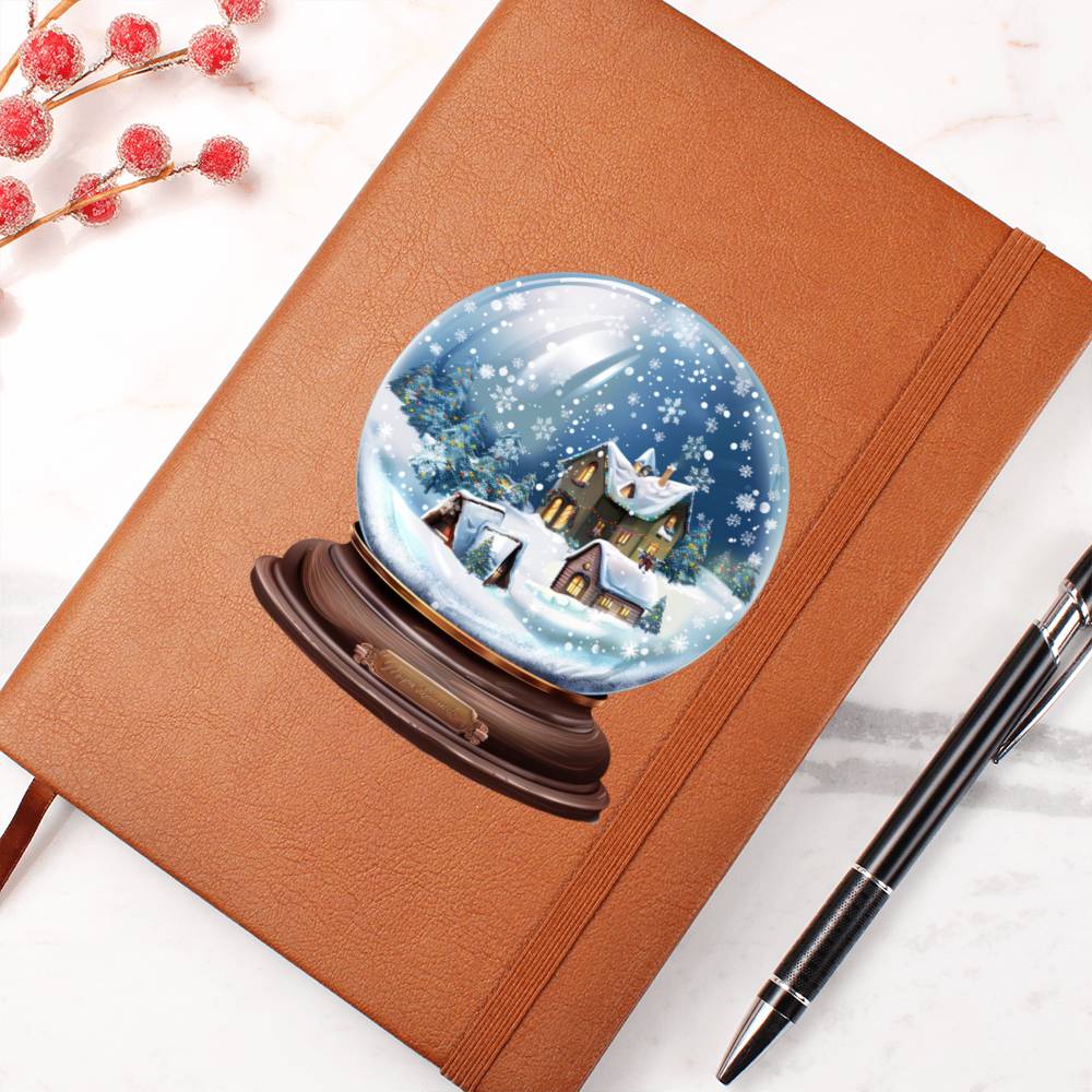 Watercolor Christmas Snow Globe 048 - Vegan Leather Journal