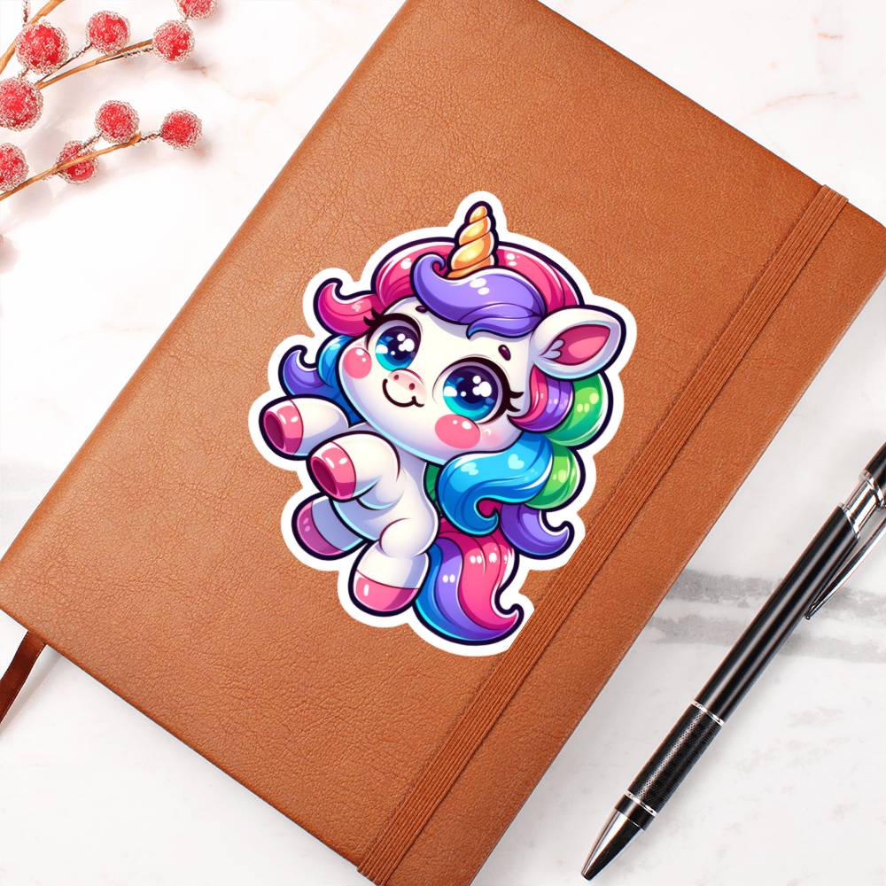 Cute Unicorn sticker 194 - Vegan Leather Journal