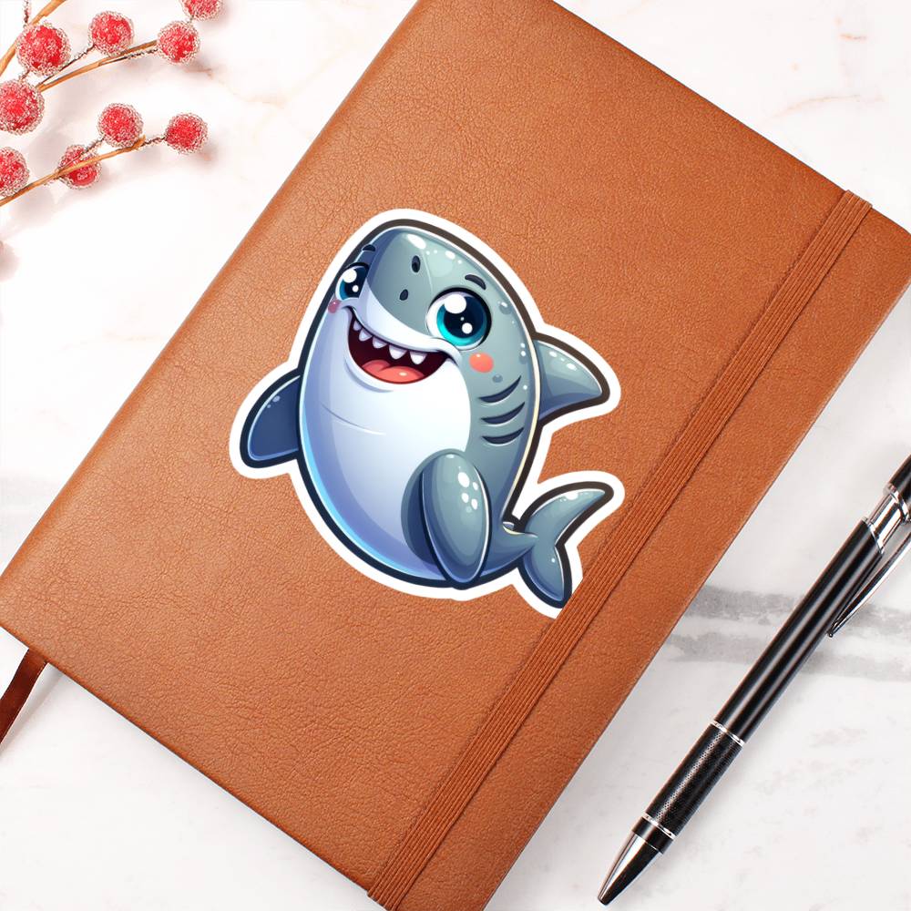 Cute Shark sticker 162 - Vegan Leather Journal