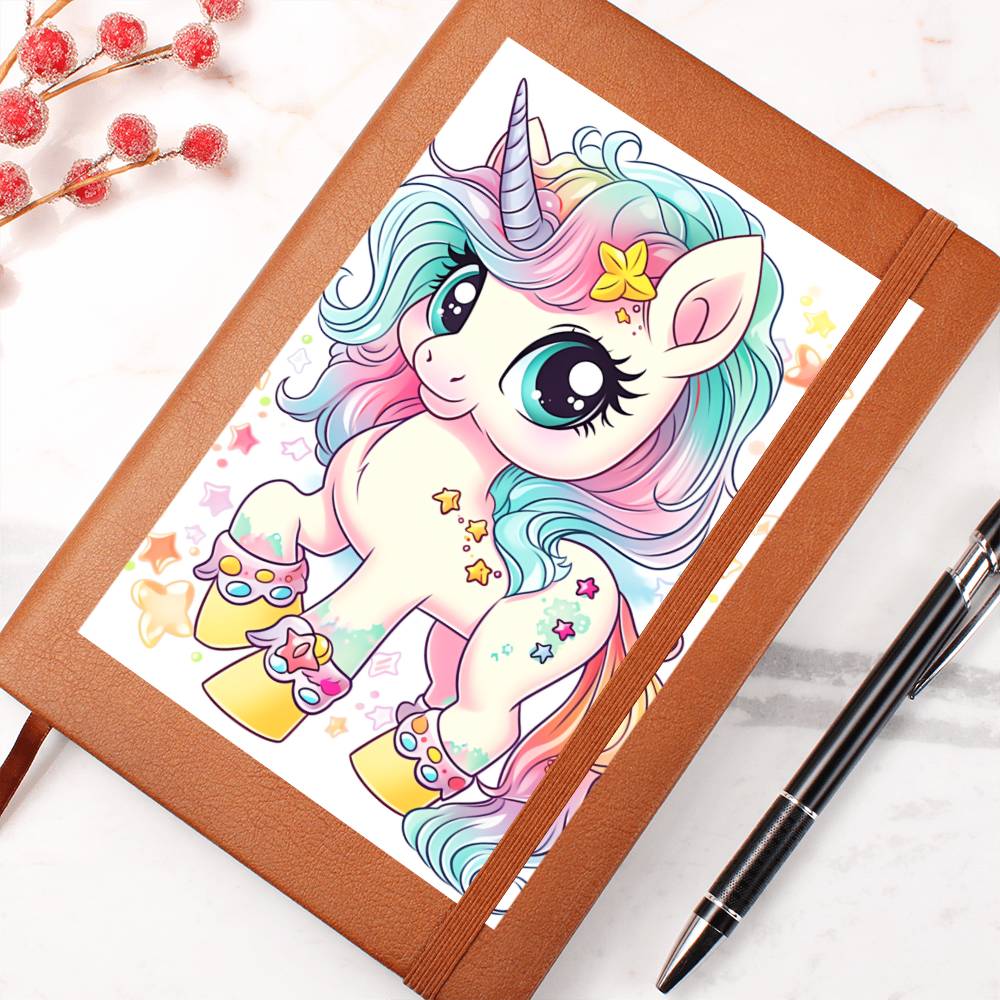 Cute Unicorn 065 - Vegan Leather Journal
