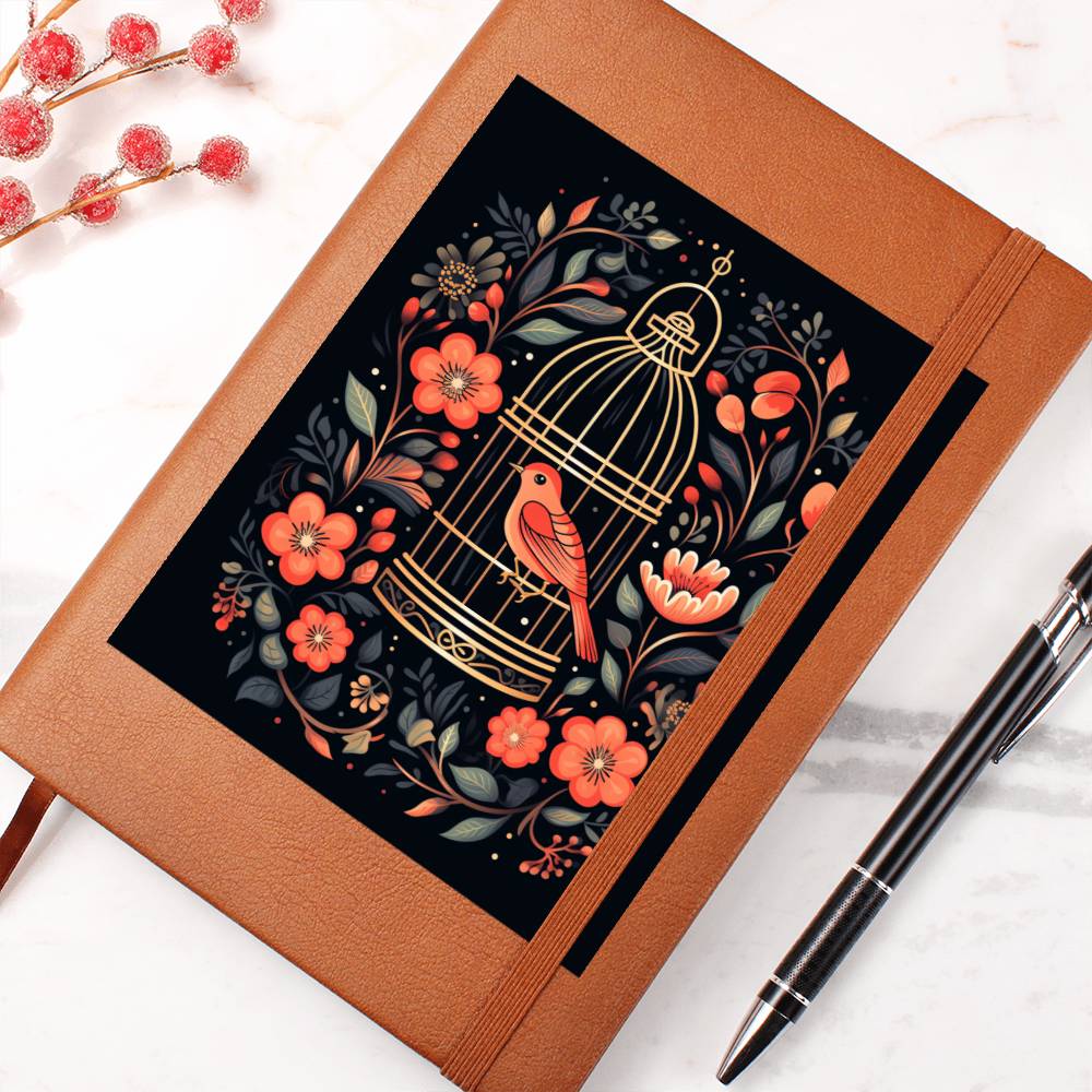 Birds And Floral Design 159 - Vegan Leather Journal