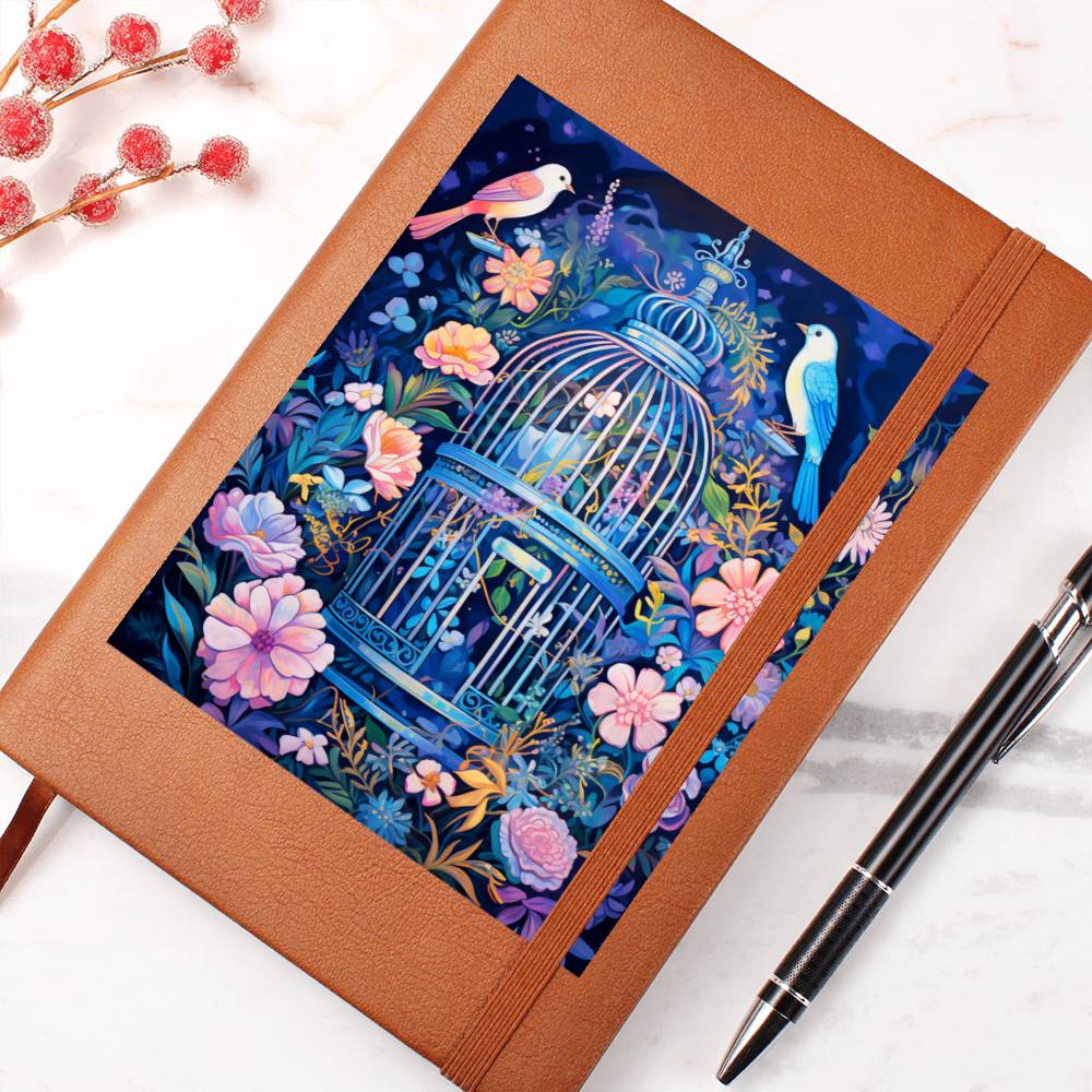 Birds And Floral Design 139 - Vegan Leather Journal