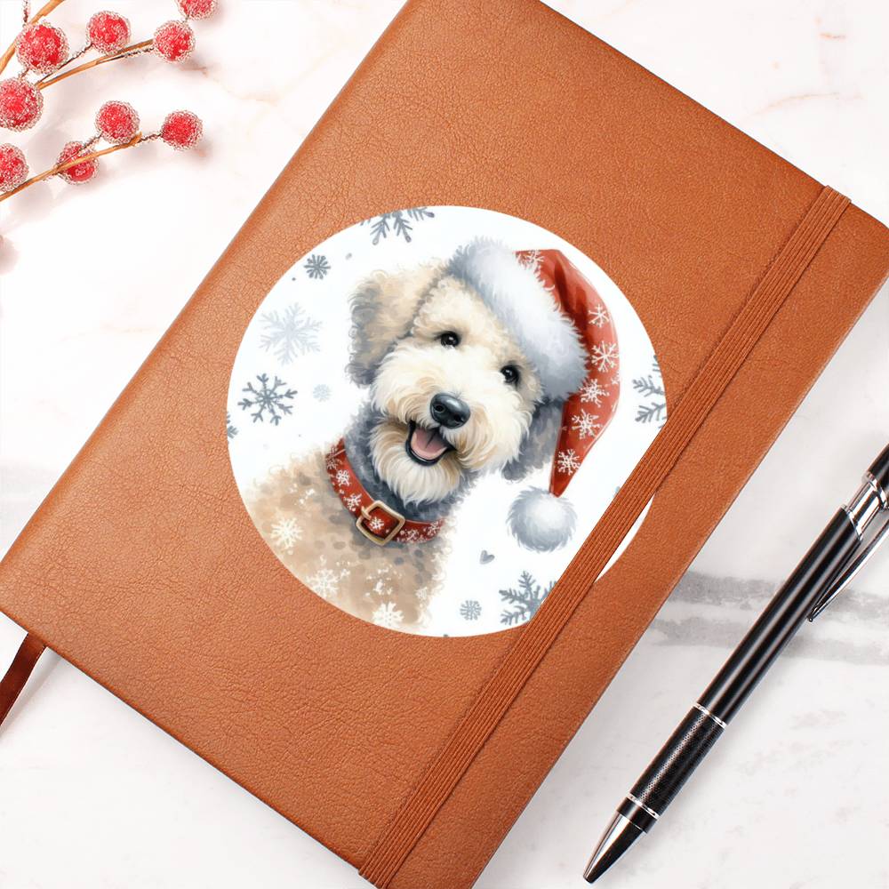 Christmas Dog - Bedlington Terrier - Vegan Leather Journal