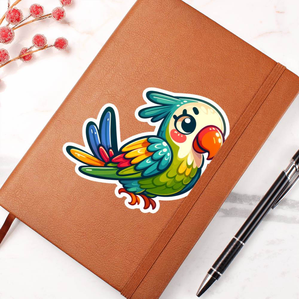Cute Parakeet sticker 120 - Vegan Leather Journal