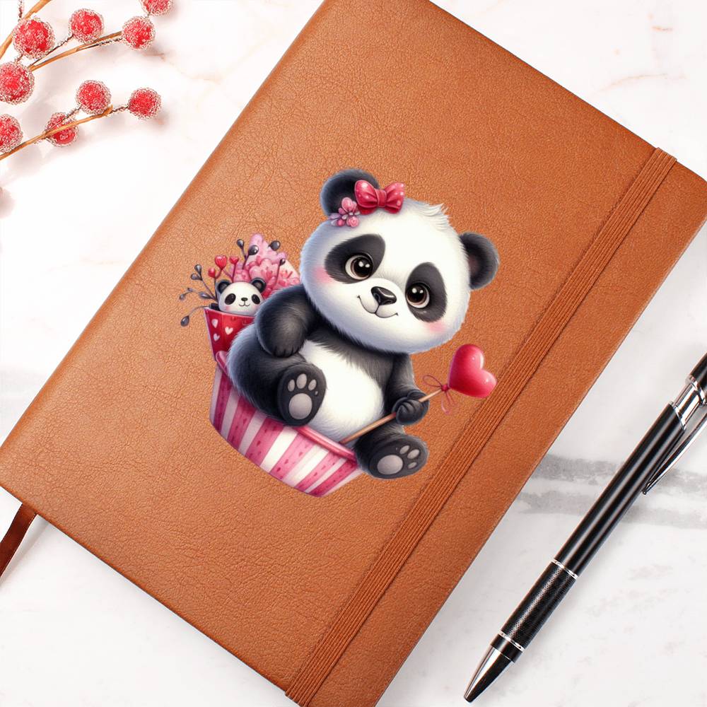 Valentine's Day Panda 001 - Vegan Leather Journal