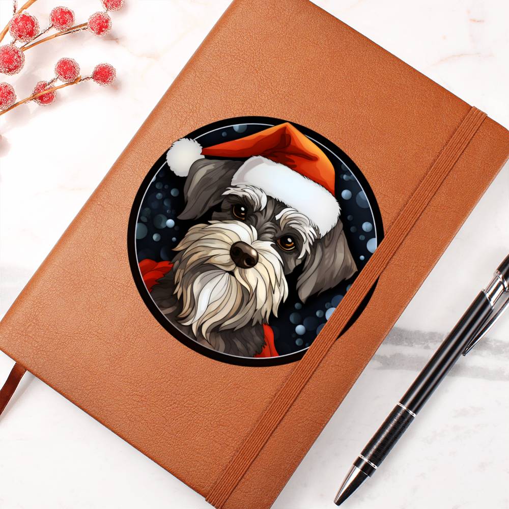Dog Stained Glass Christmas Design 018 - Vegan Leather Journal